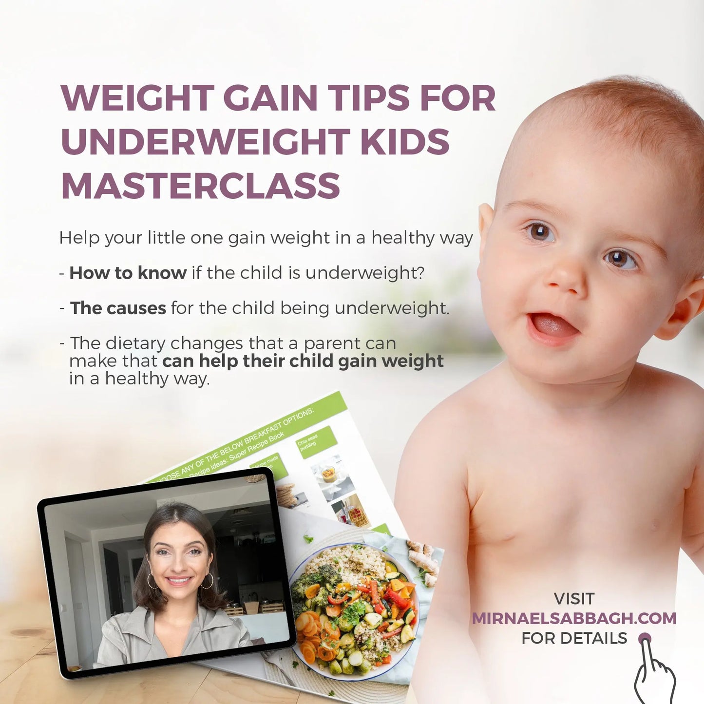 Weight Gain Tips for Underweight Kids Master Class ورشة عمل: حلول للوزن المنخفض عند الاطفال مع ميرنا صباغ - mirnaelsabbagh